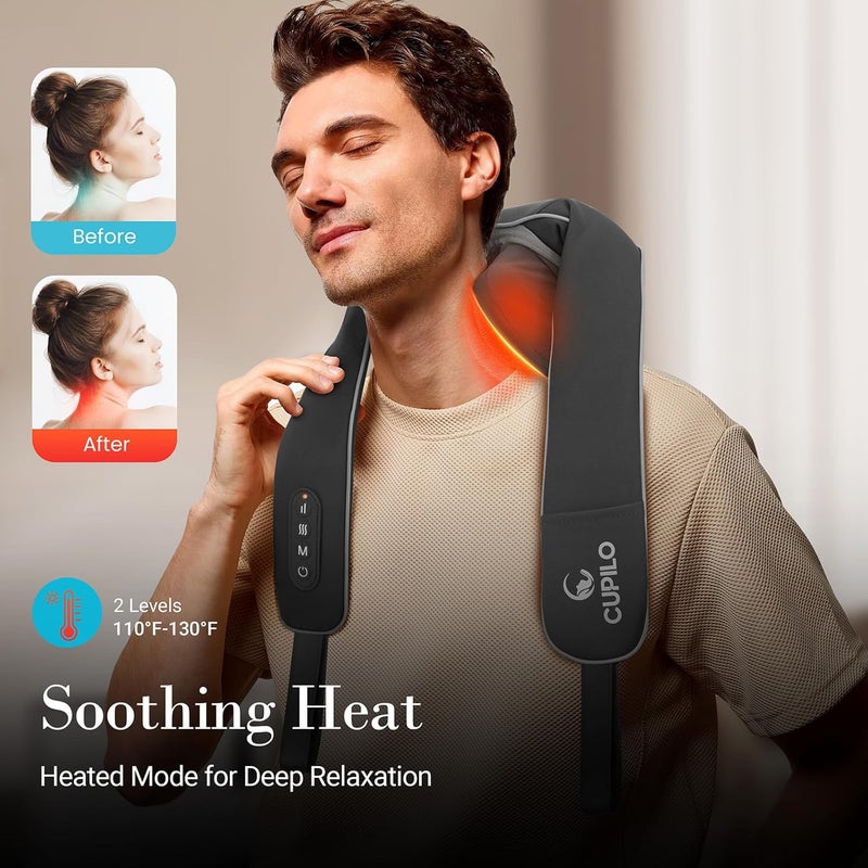 CuPiLo Neck and Shoulder Massager with Heat [Remote Control], FSA Eligible HSA, 6D Kneading Shiatsu Neck and Back Massager for Pain Relief Deep Tissue, Cordless Electric Back Massager, Gift for Her - Image 3